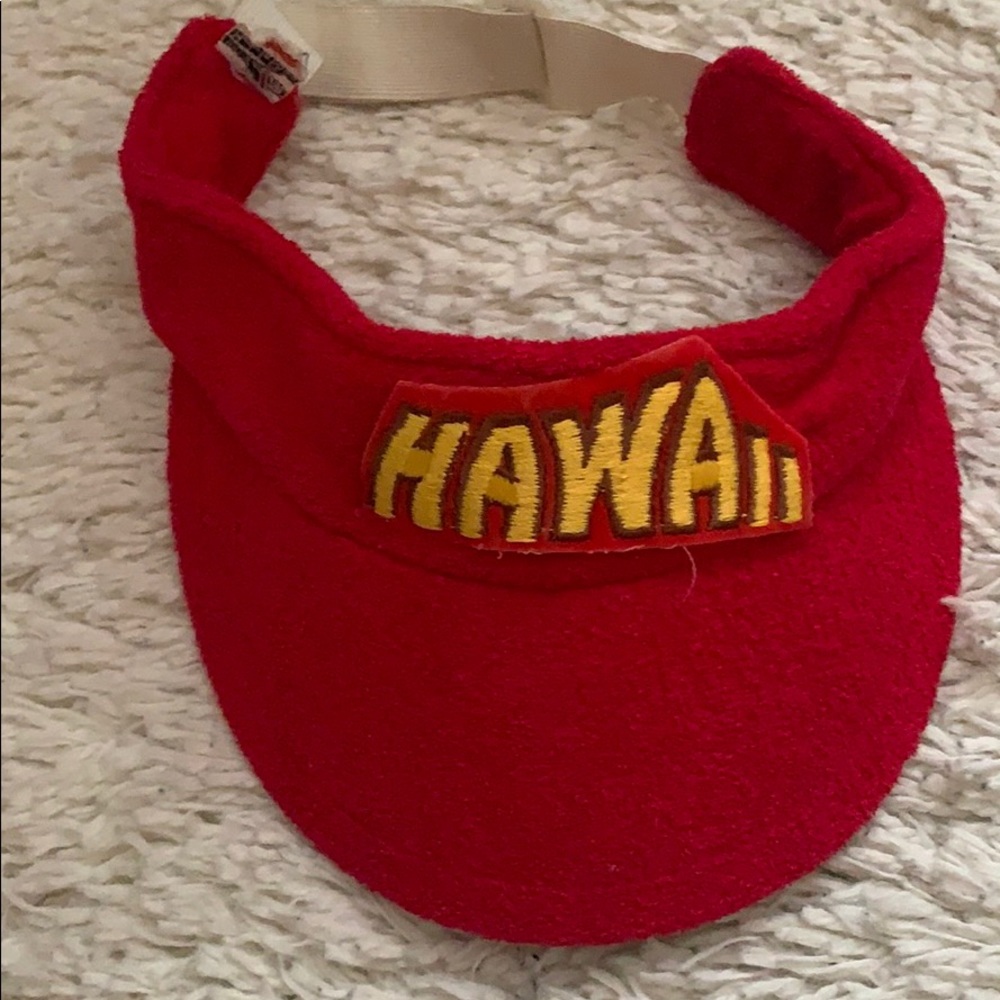 VINTAGE 70s Red Terry Cloth Hawaii Visor